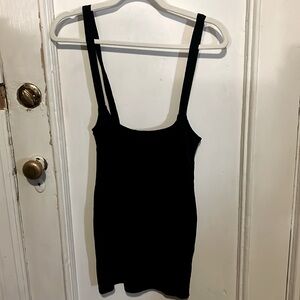 Black ribbed bodycon suspender pencil mini skirt medium SHEIN